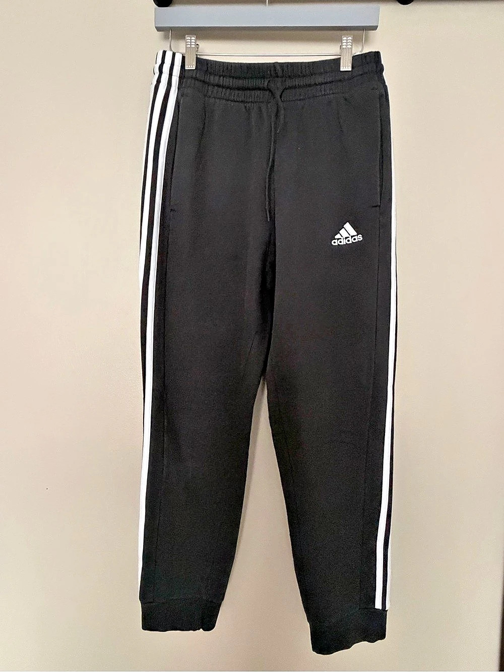 adidas Essentials 3-Stripes Cuffed Pants Black & White Medium